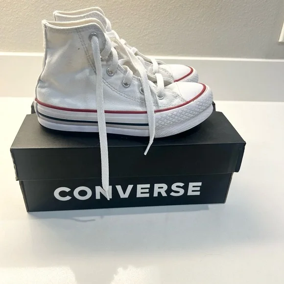Converse White High-Top Platform Sneakers Size 13 - Picture 4 of 8